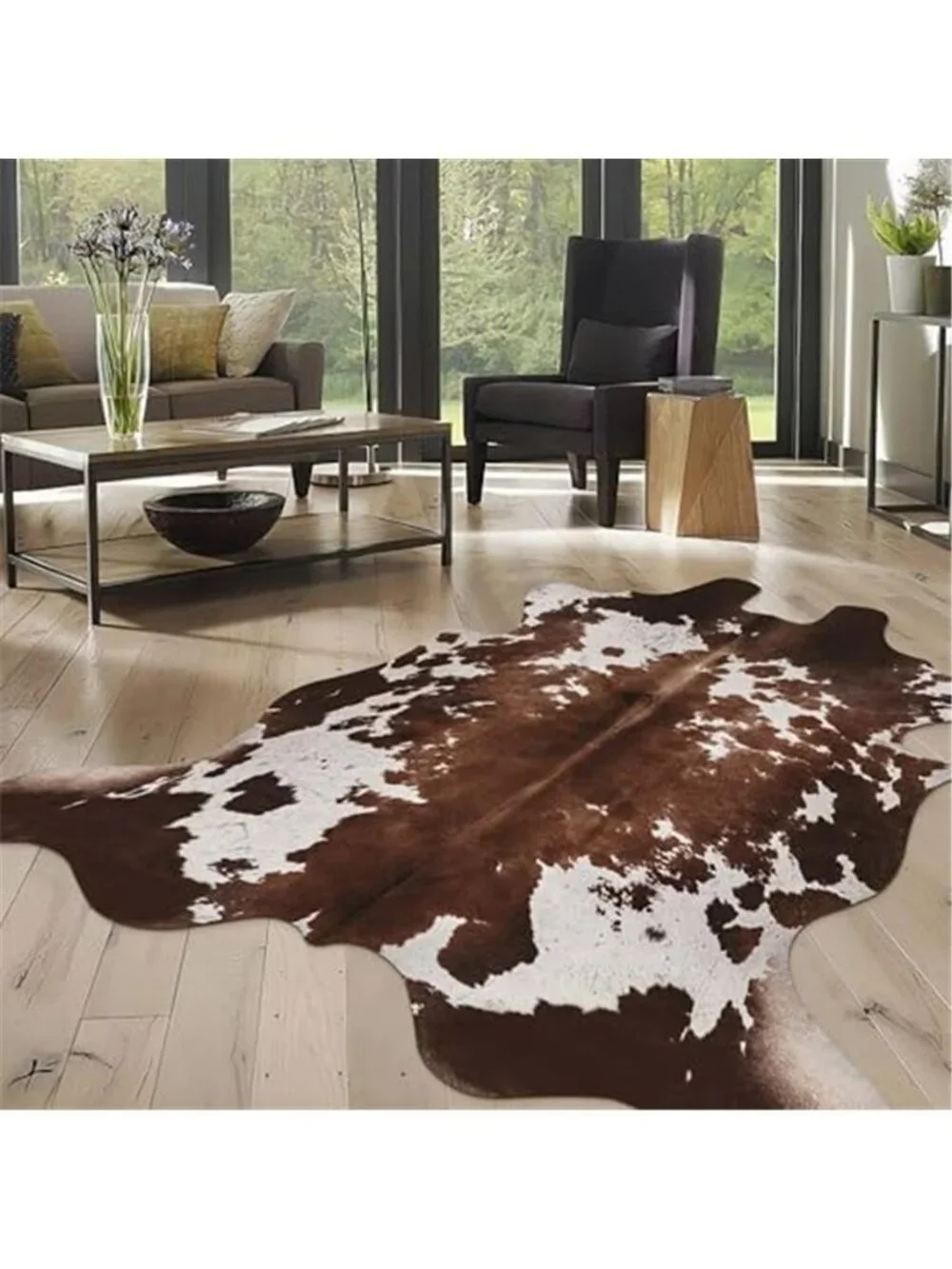 Cow Hide Faux Cowhide Rug: Cow Print Rug for Living Room Bedroom 4.6x5.2 Feet